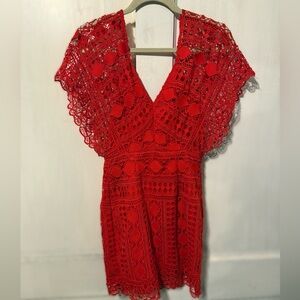 Lulus Red Lace Mini Dress.